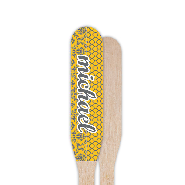 Damask & Moroccan Wooden Food Pick - Paddle - Single Sided - Front & Back