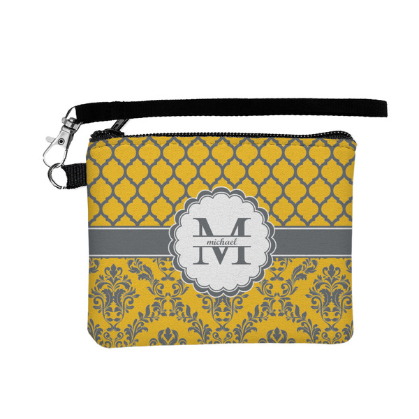 Custom Damask & Moroccan Wristlet ID Case w/ Name and Initial