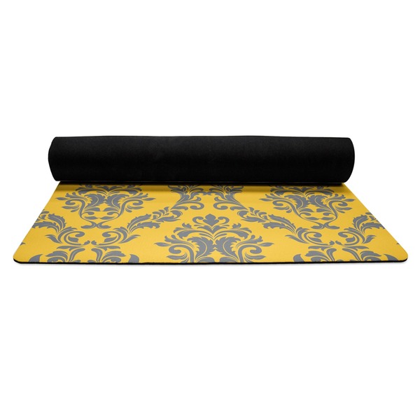 Damask & Moroccan Yoga Mat Rolled up Black Rubber Backing
