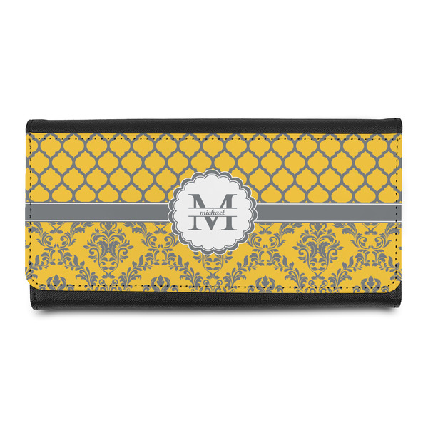 Custom Damask & Moroccan Leatherette Ladies Wallet (Personalized)