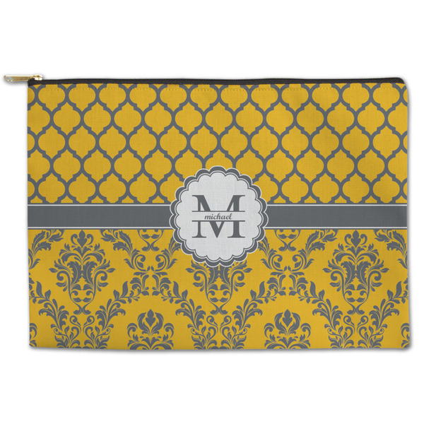 Custom Damask & Moroccan Zipper Pouch - Large - 12.5"x8.5" (Personalized)