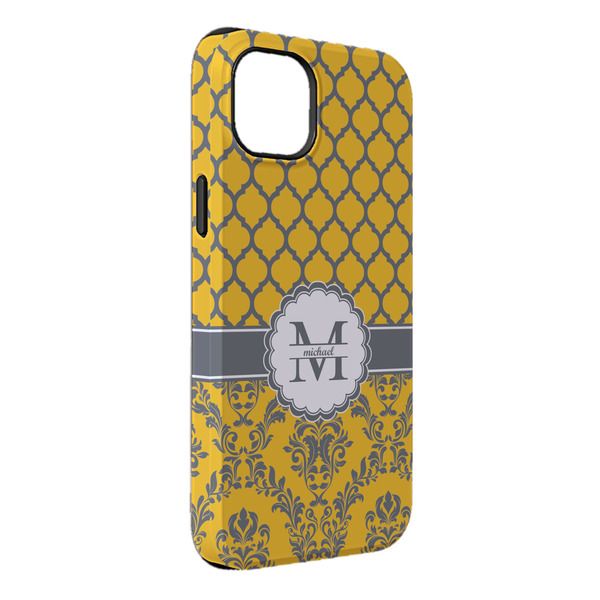 Custom Damask & Moroccan iPhone Case - Rubber Lined - iPhone 14 Plus (Personalized)