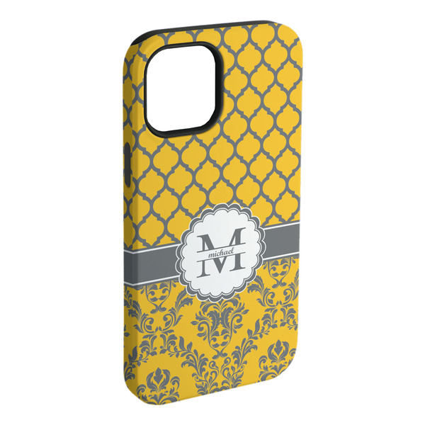 Custom Damask & Moroccan iPhone Case - Rubber Lined - iPhone 15 Plus (Personalized)