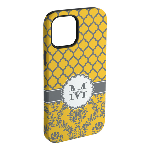 Custom Damask & Moroccan iPhone Case - Rubber Lined - iPhone 15 Pro Max (Personalized)