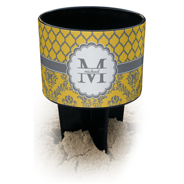 Custom Damask & Moroccan Black Beach Spiker Drink Holder (Personalized)