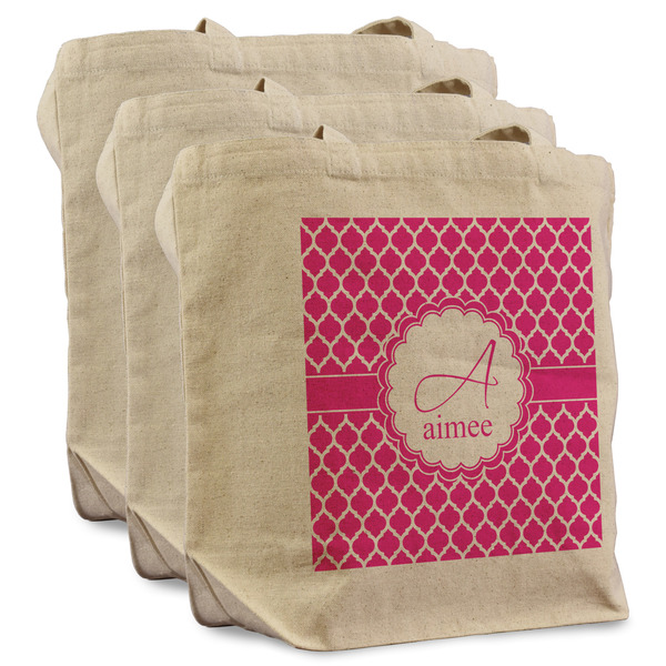 Custom Moroccan Reusable Cotton Grocery Bags - Set of 3 (Personalized)