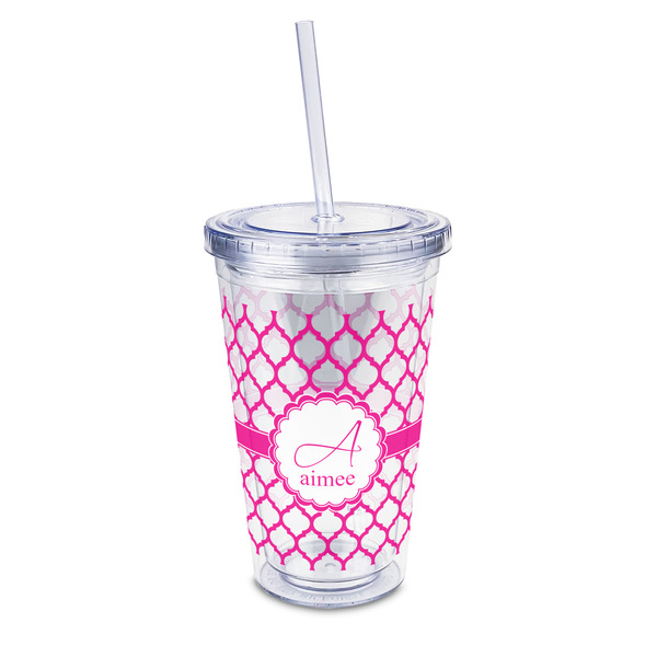Custom Moroccan 16oz Double Wall Acrylic Tumbler with Lid & Straw - Full Print (Personalized)