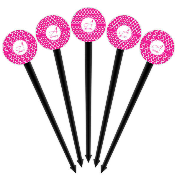 Moroccan Black Plastic 4" Food Pick - Round - Fan View