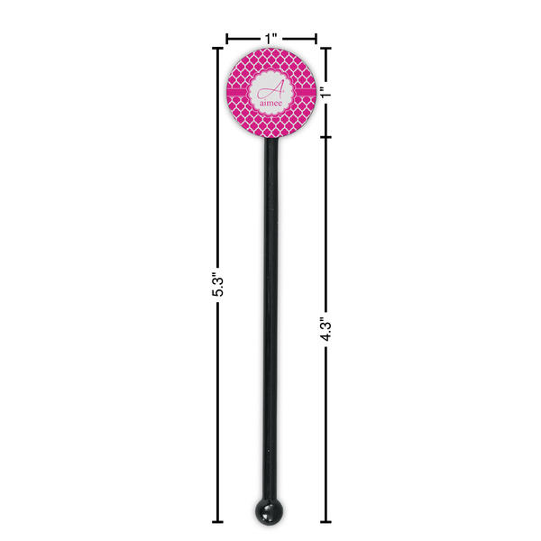 Moroccan Black Plastic 5.5" Stir Stick - Round - Dimensions