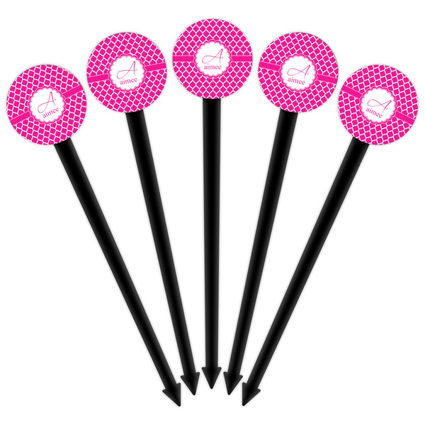 Moroccan Black Plastic 6" Food Pick - Round - Fan View