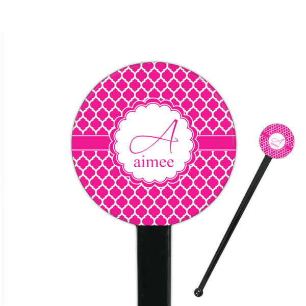 Custom Moroccan 7" Round Plastic Stir Sticks - Black - Single Sided (Personalized)