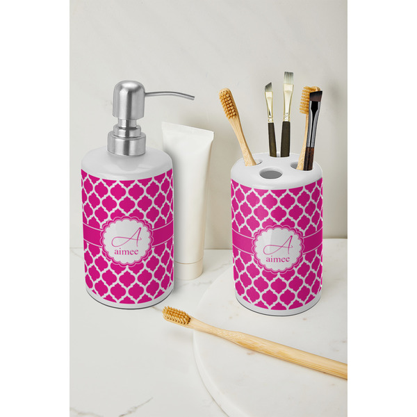 Moroccan Ceramic Bathroom Accessories - LIFESTYLE (toothbrush holder & soap dispenser)
