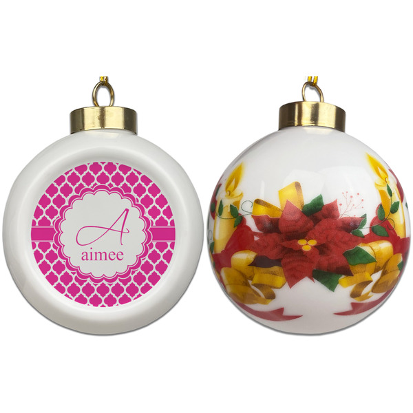 Moroccan Ceramic Christmas Ornament - Poinsettias (APPROVAL)