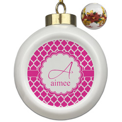 Moroccan Ceramic Ball Ornaments - Poinsettia Garland (Personalized)