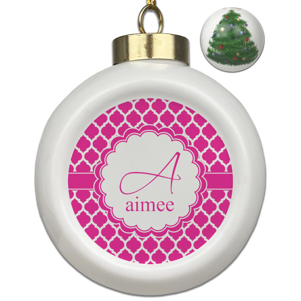 Custom Moroccan Ceramic Ball Ornament - Christmas Tree (Personalized)