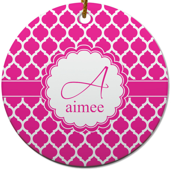 Custom Moroccan Round Ceramic Ornament w/ Name and Initial