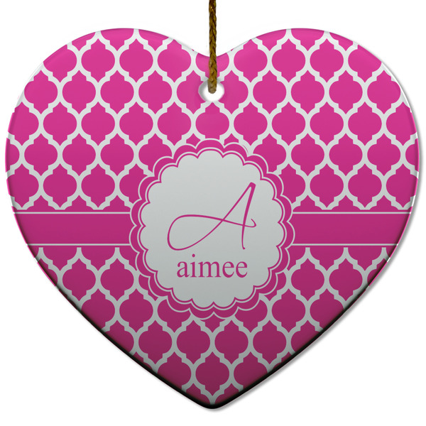 Moroccan Ceramic Flat Ornament - Heart (Front)