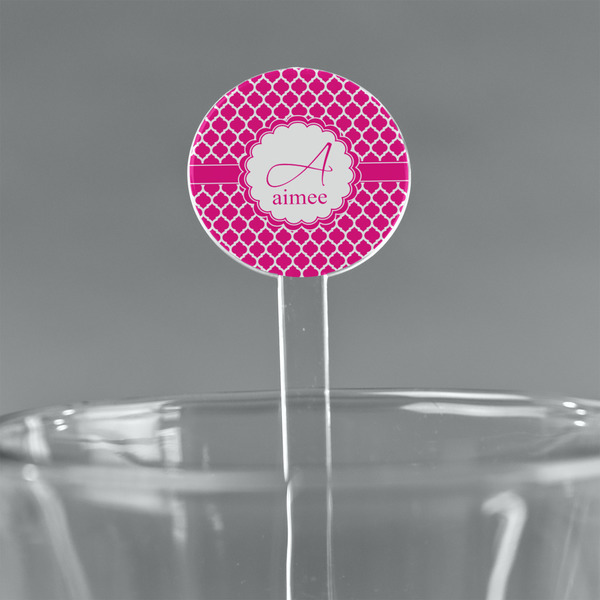 Custom Moroccan 5.5" Round Plastic Stir Sticks - Clear (Personalized)