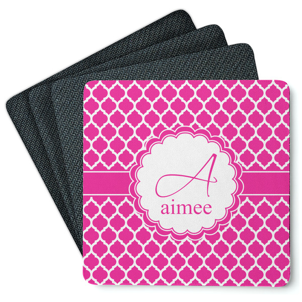 Custom Moroccan Square Rubber Backed Coasters - Set of 4 (Personalized)