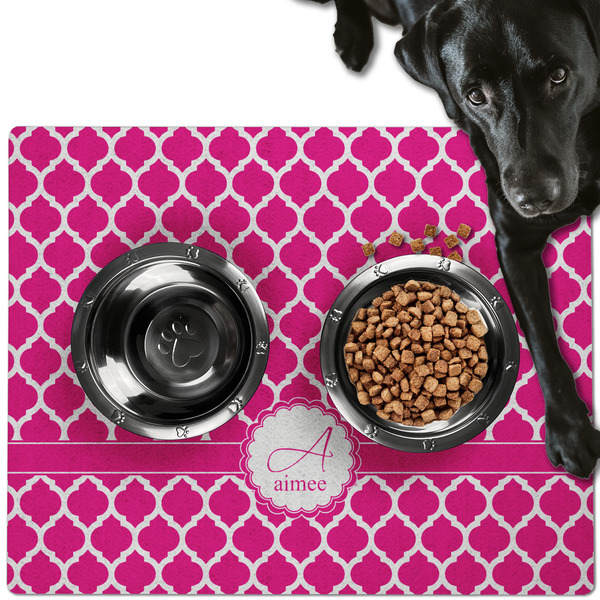 Custom Moroccan Dog Food Mat - Large w/ Name and Initial