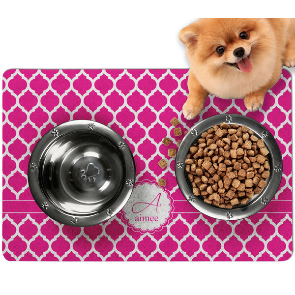 Custom Moroccan Dog Food Mat - Small w/ Name and Initial