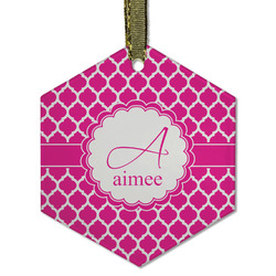 Moroccan Flat Glass Ornament - Hexagon w/ Name and Initial