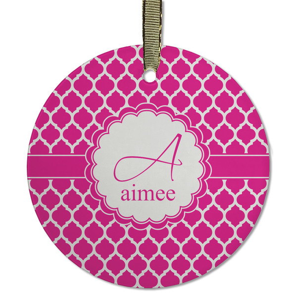 Custom Moroccan Flat Glass Ornament - Round w/ Name and Initial