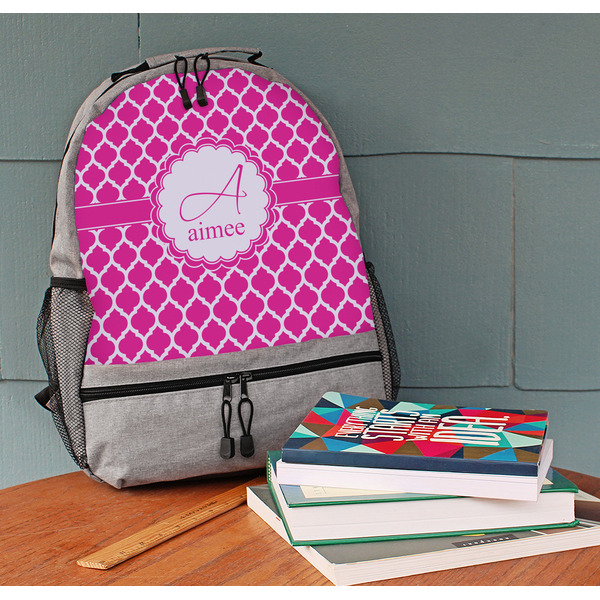 Moroccan Large Backpack - Gray - On Desk