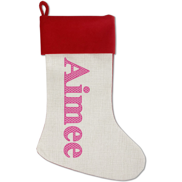 Custom Moroccan Red Linen Stocking (Personalized)