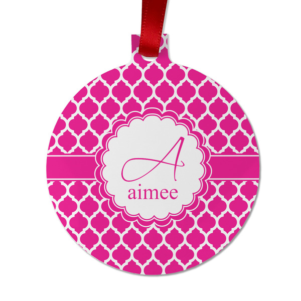 Custom Moroccan Metal Ball Ornament - Double Sided w/ Name and Initial