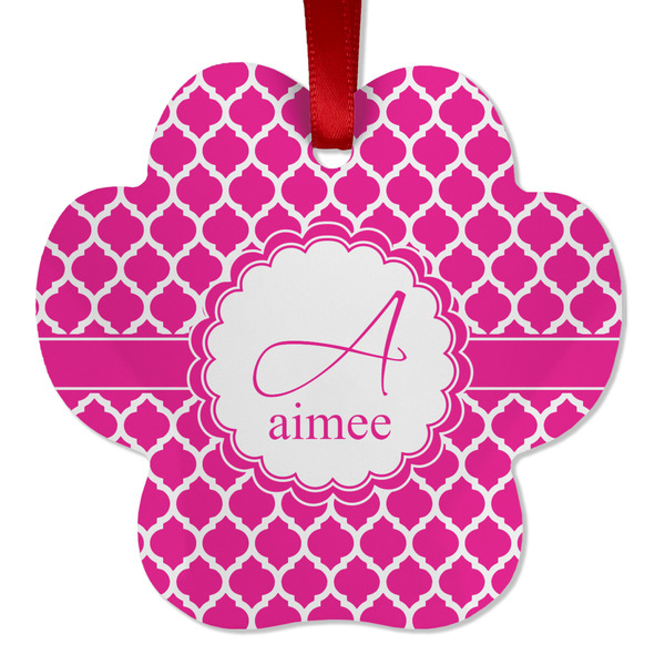 Custom Moroccan Metal Paw Ornament - Double Sided w/ Name and Initial