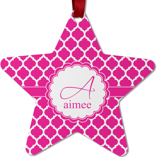 Custom Moroccan Metal Star Ornament - Double Sided w/ Name and Initial
