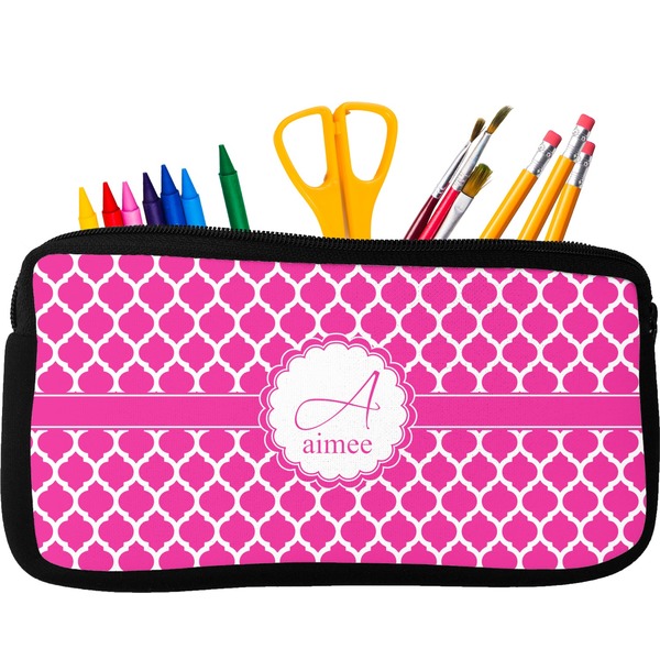 Custom Moroccan Neoprene Pencil Case - Small w/ Name and Initial