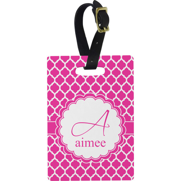 Custom Moroccan Plastic Luggage Tag - Rectangular w/ Name and Initial