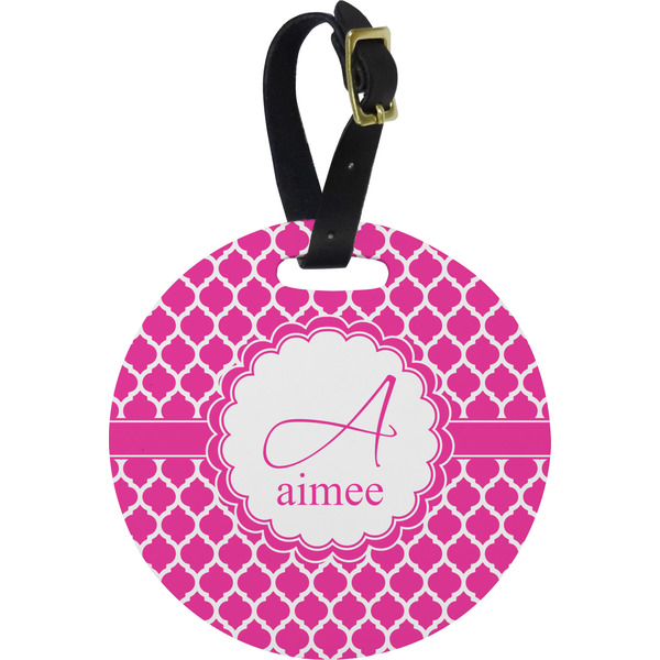 Custom Moroccan Plastic Luggage Tag - Round (Personalized)