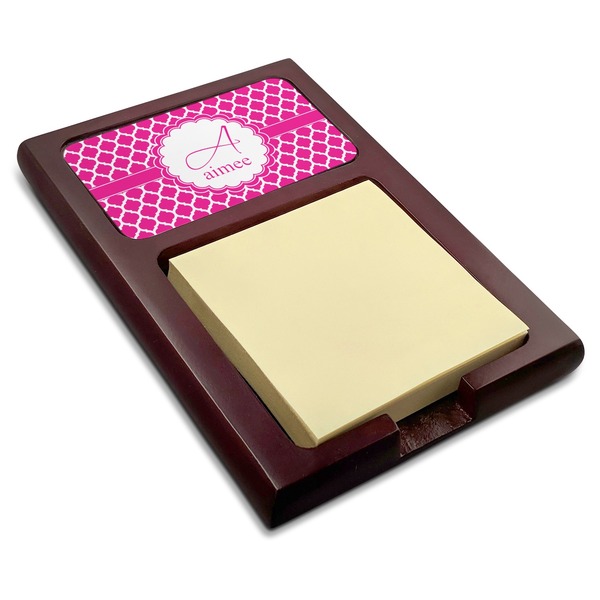 Custom Moroccan Red Mahogany Sticky Note Holder (Personalized)