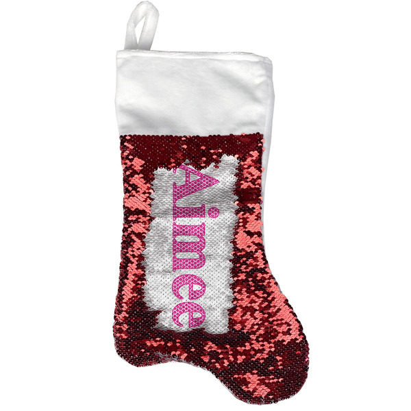 Custom Moroccan Reversible Sequin Stocking - Red (Personalized)