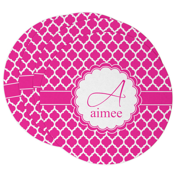 Custom Moroccan Round Paper Coasters w/ Name and Initial