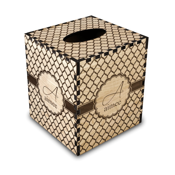 Custom Moroccan Wood Tissue Box Cover - Square (Personalized)