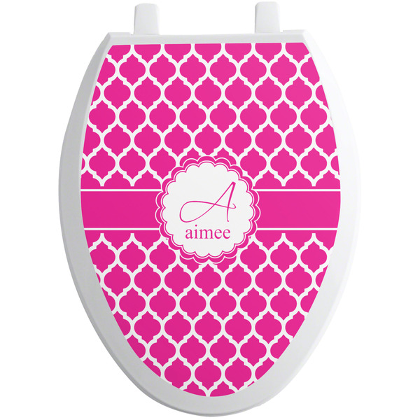 Hot Pink Moroccan Toilet Seat Decal (Personalized)