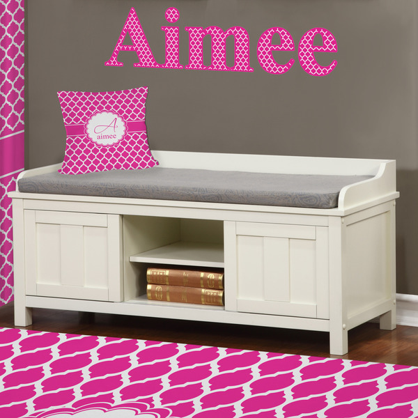 Moroccan Wall Name Decal Above Storage bench