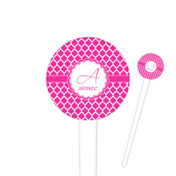Moroccan 4" Round Plastic Food Picks - White - Single Sided (Personalized)