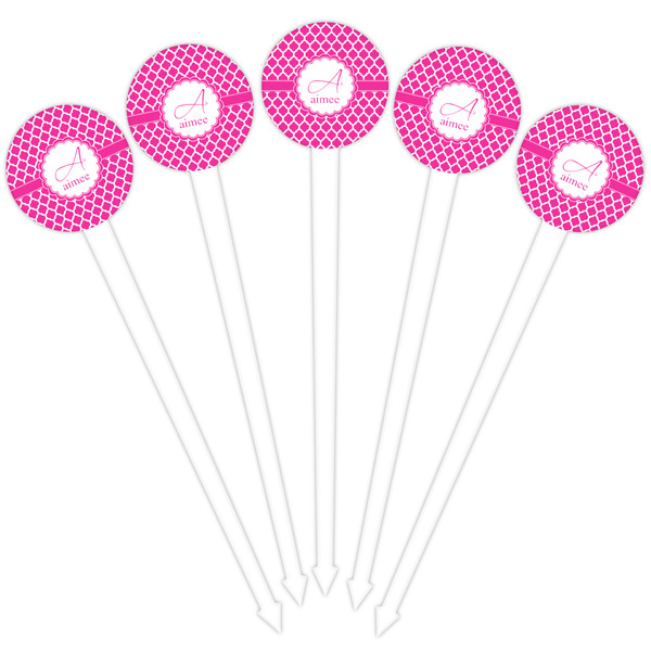 Moroccan White Plastic 4" Food Pick - Round - Fan View