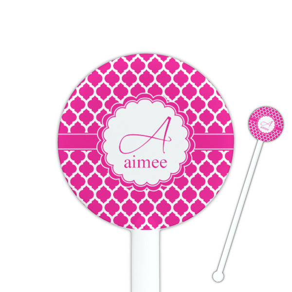 Custom Moroccan 5.5" Round Plastic Stir Sticks - White - Single Sided (Personalized)