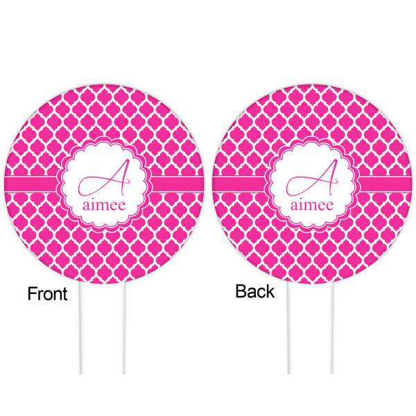 Moroccan White Plastic 6" Food Pick - Round - Double Sided - Front & Back