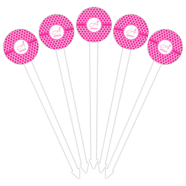 Moroccan White Plastic 6" Food Pick - Round - Fan View