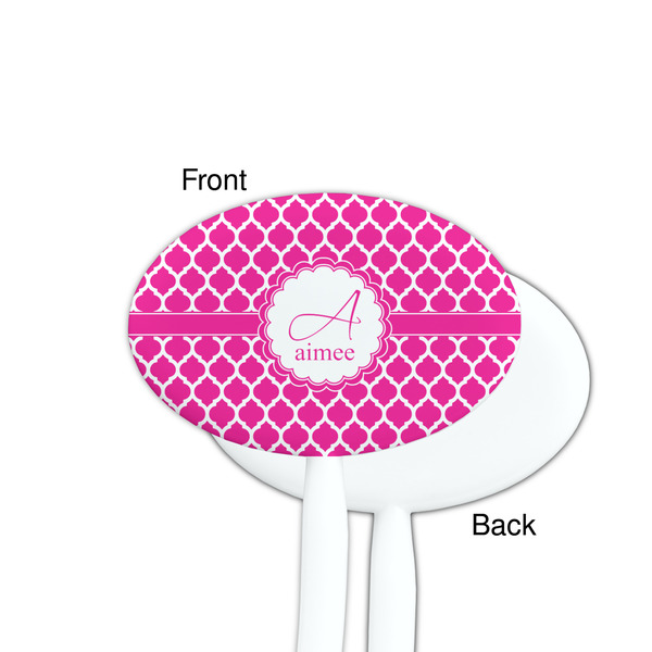 Moroccan White Plastic 7" Stir Stick - Single Sided - Oval - Front & Back