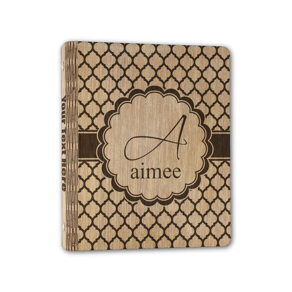Custom Moroccan Wood 3-Ring Binder - 1" Half-Letter Size (Personalized)