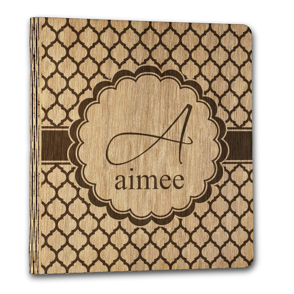 Custom Moroccan Wood 3-Ring Binder - 1" Letter Size (Personalized)