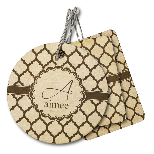 Custom Moroccan Wood Luggage Tag (Personalized)